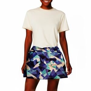 Geometric Purple Teal & Wjite Print Skirt - SKIRT ONLY